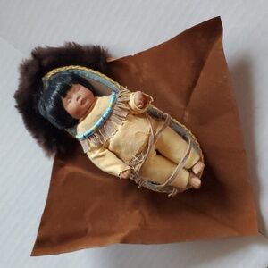 Indian Native American Sleeping Baby Porcelain Boll